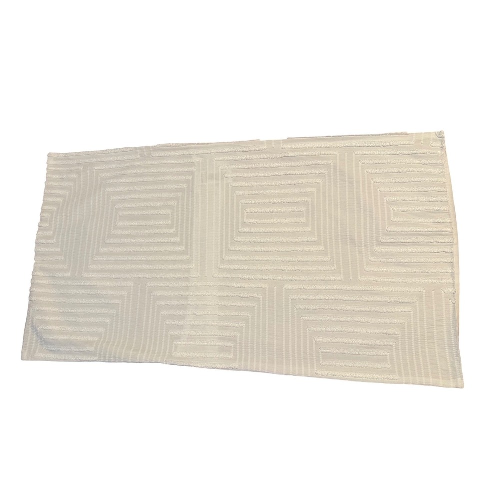 West Elm King‎ Sham White 100% Cotton Textured Geometric Tufted Square 20x36